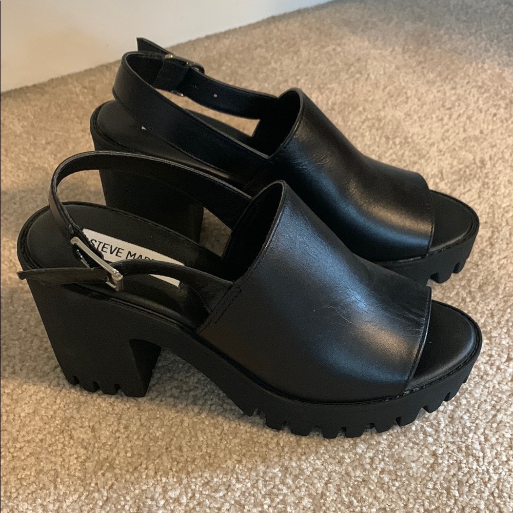 Steve Madden Black Chunky Platform Sandals